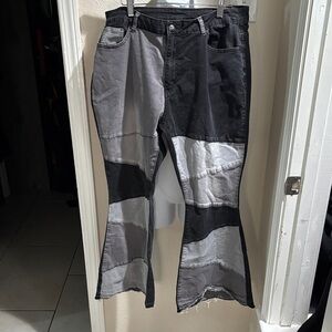 Patchwork Black Denim Cut Jeans 2XL